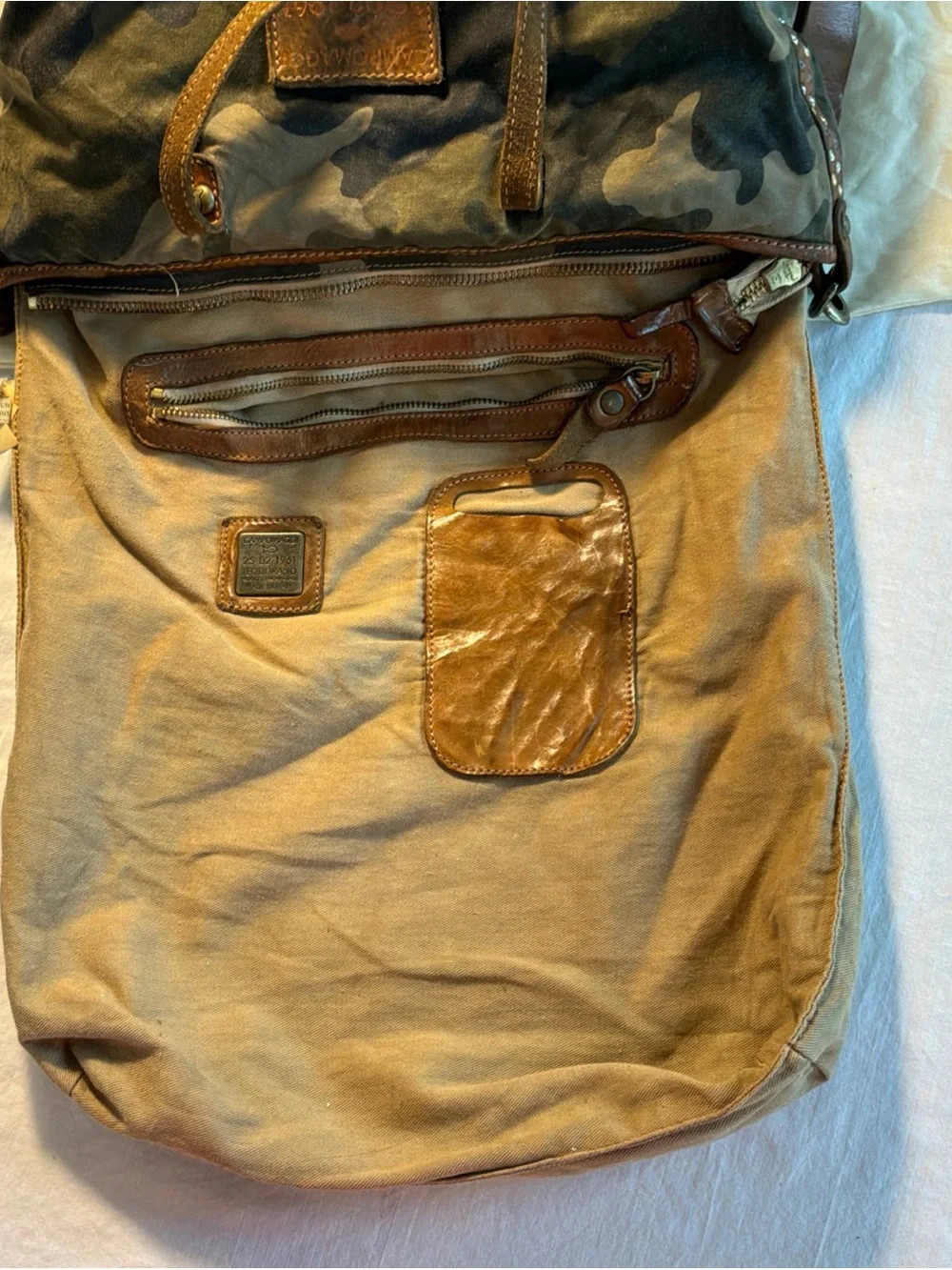 CAMPOMAGGI Teodorano Canvas Camoflage Shoulder Bag Purse ITALIA